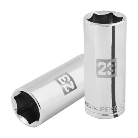 D-1223-ML Dado largo de 23 mm, 6 puntas, cuadro 1/2', Truper