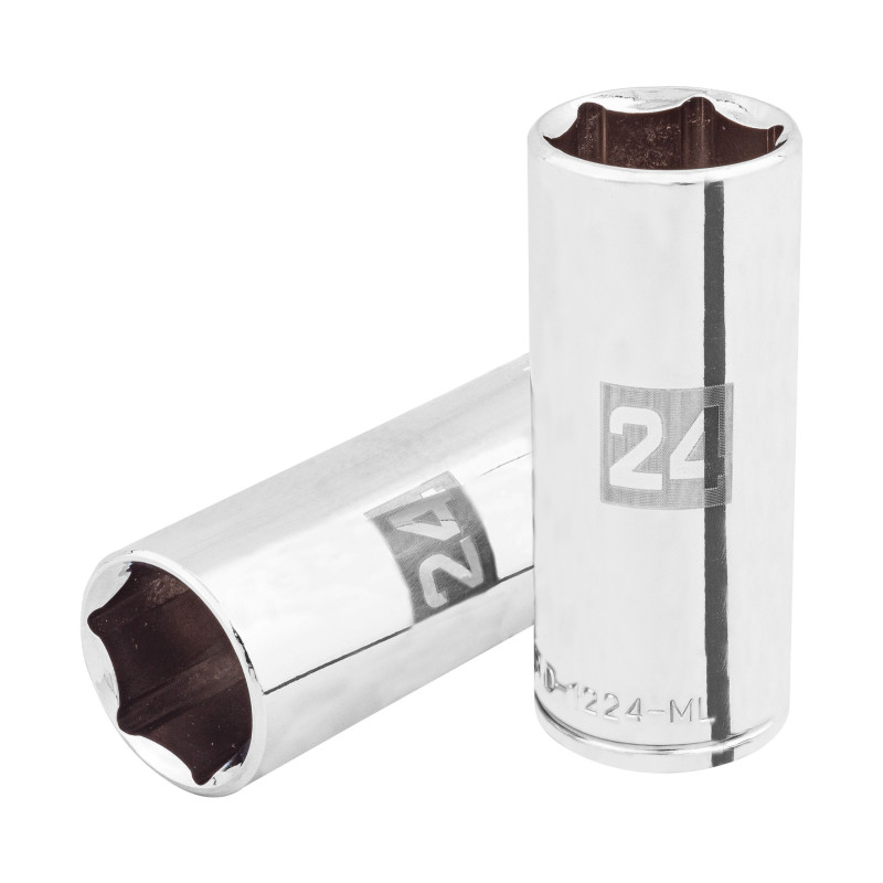 D-1224-ML Dado largo de 24 mm, 6 puntas, cuadro 1/2', Truper