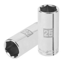 D-1225-ML Dado largo de 25 mm, 6 puntas, cuadro 1/2', Truper
