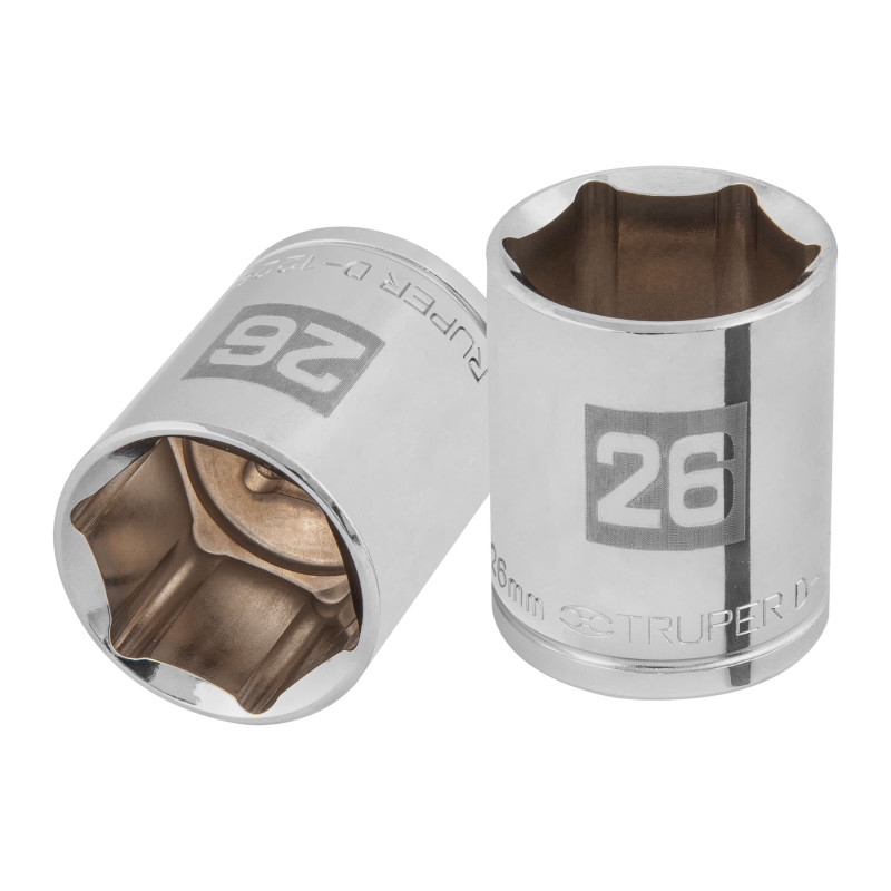 D-1226-M Dado de 26 mm, 6 puntas, cuadro 1/2', Truper