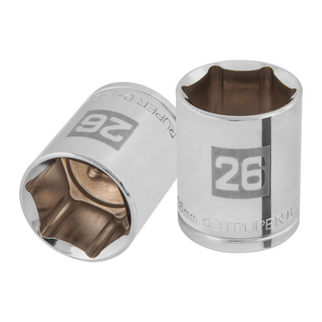 D-1226-M Dado de 26 mm, 6 puntas, cuadro 1/2', Truper