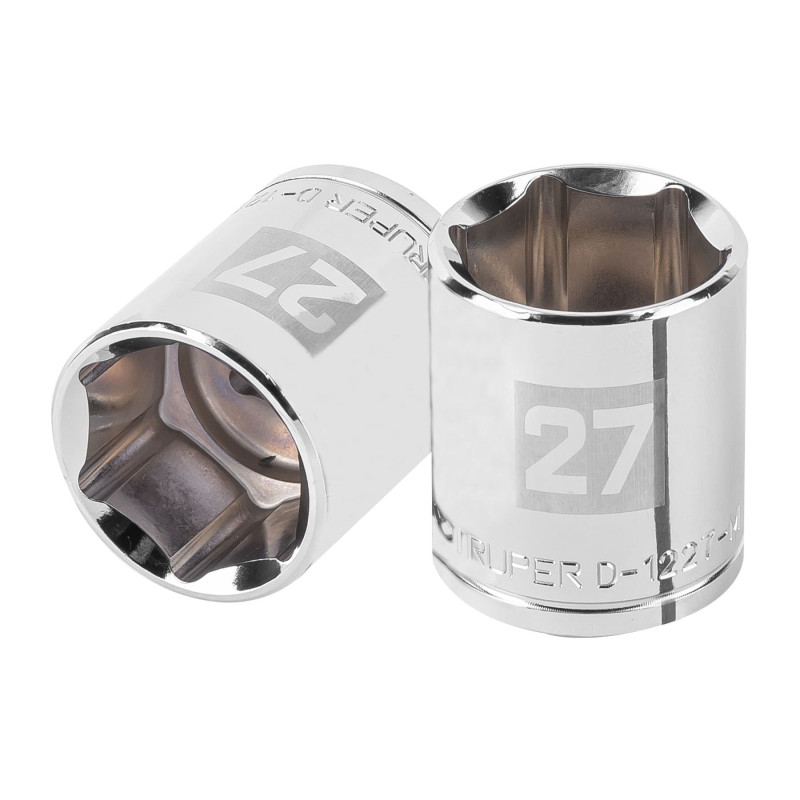 D-1227-M Dado de 27 mm, 6 puntas, cuadro 1/2', Truper