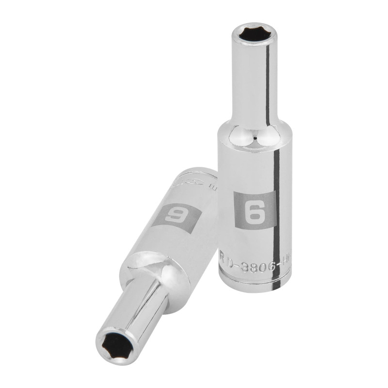 D-3806-HM-L Dado largo de 6 mm, 6 puntas, cuadro 3/8', Truper