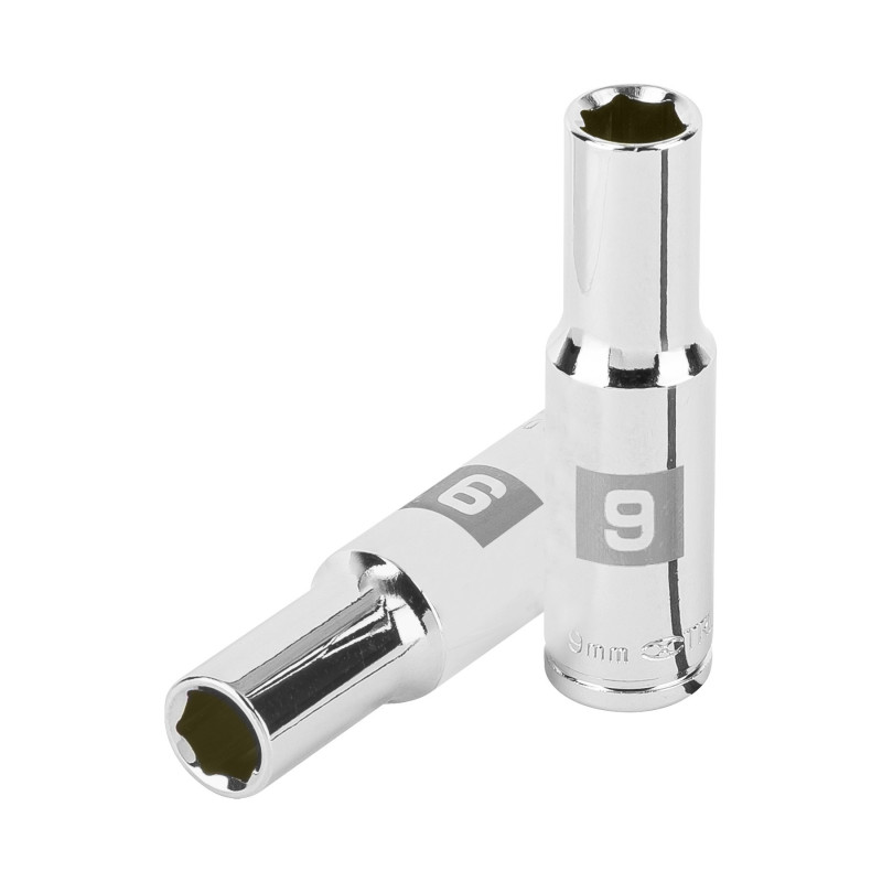 D-3809-HM-L Dado largo de 9 mm, 6 puntas, cuadro 3/8', Truper