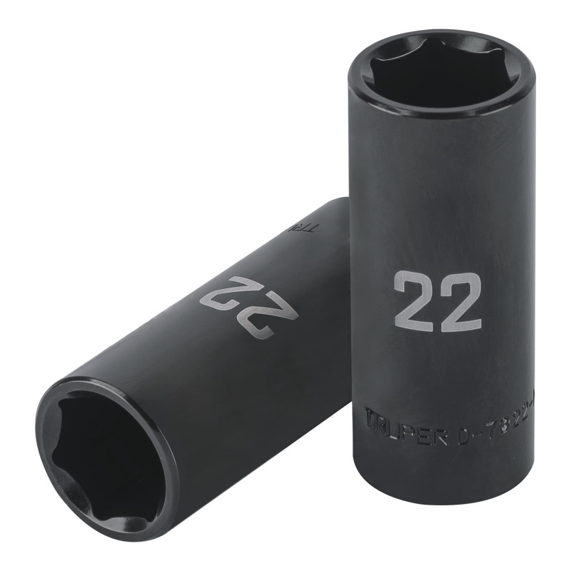 D-7322-ML Dado largo impacto de 22 mm, 6 puntas, cuadro 1/2', Truper