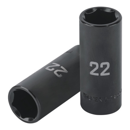 D-7322-ML Dado largo impacto de 22 mm, 6 puntas, cuadro 1/2', Truper