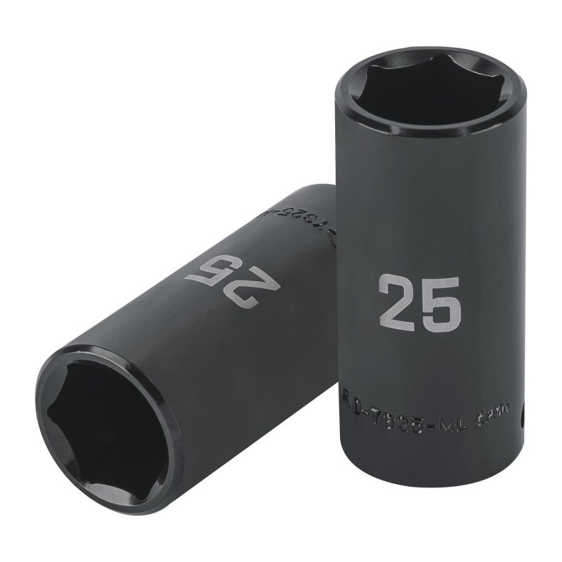 D-7325-ML Dado largo impacto de 25 mm, 6 puntas, cuadro 1/2', Truper