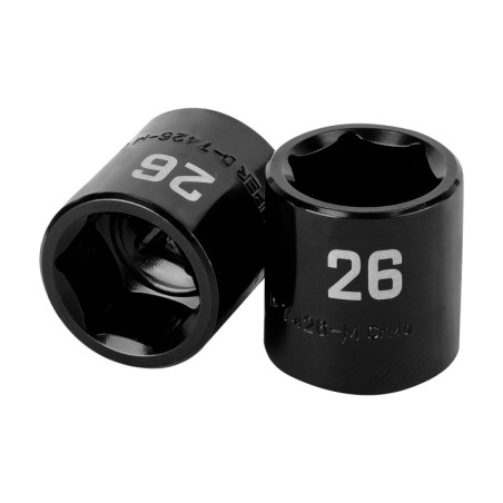 D-7426-M Dado de impacto de 26 mm, 6 puntas, cuadro 1/2', Truper