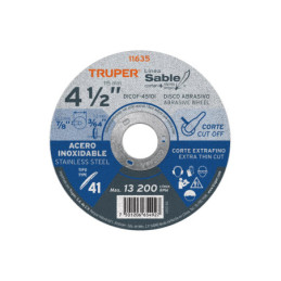 DICOF-4510I Disco Tipo 41 de 4-1/2' x 1 mm corte fino acero inox, Sable