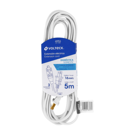 ED-5BR Extensión eléctrica doméstica 5 m blanca con clavija recta
