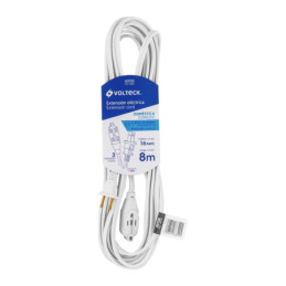 ED-8BR Extensión eléctrica doméstica 8 m blanca con clavija recta