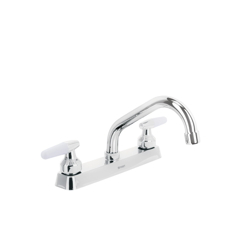 F-317I Mezcladora 8' p/fregadero, cuello corto, manerales cono