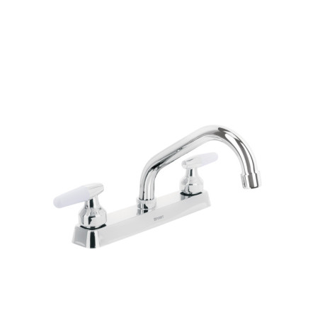 F-317I Mezcladora 8' p/fregadero, cuello corto, manerales cono