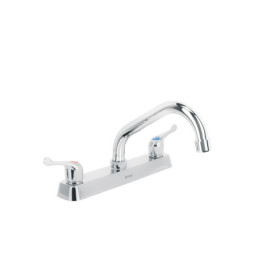 F-317P Mezcladora 8' p/fregadero, cuello corto, manerales palanca