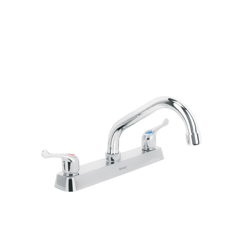 F-317P Mezcladora 8' p/fregadero, cuello corto, manerales palanca