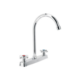 F-320E Mezcladora 8' p/fregadero, cuello curvo, manerales cruceta