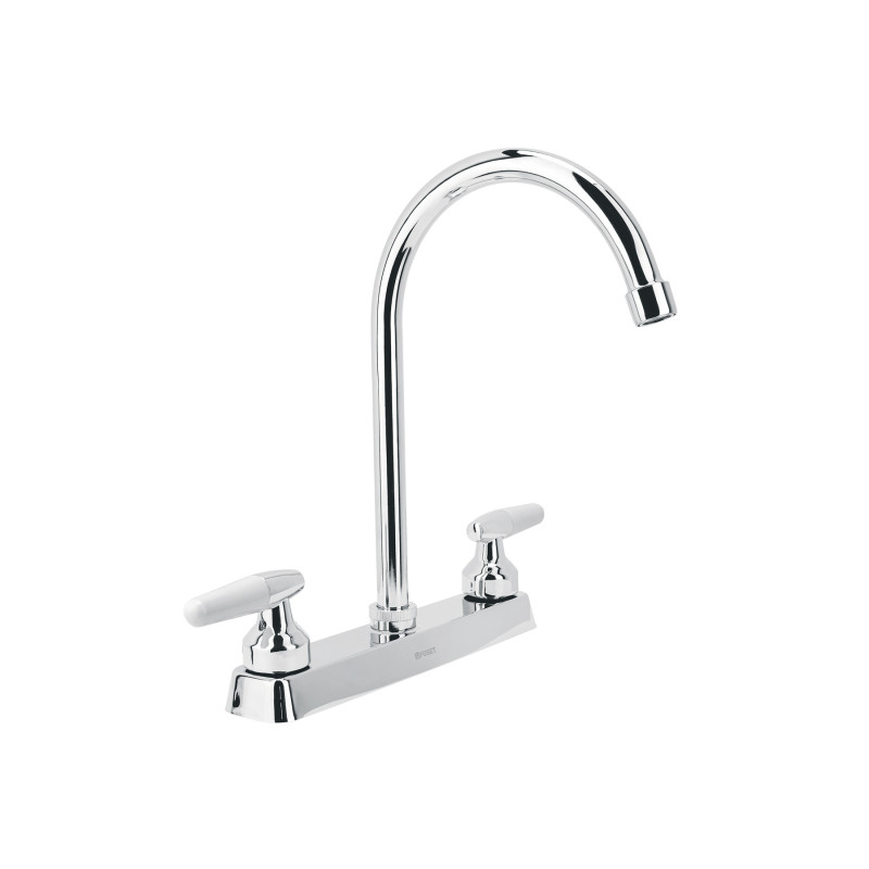 F-320I Mezcladora 8' p/fregadero, cuello curvo, manerales cono