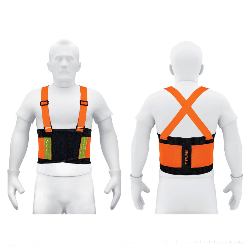 FAJA-MN Faja lumbar naranja c/cintas de alta visibilidad, M, Truper