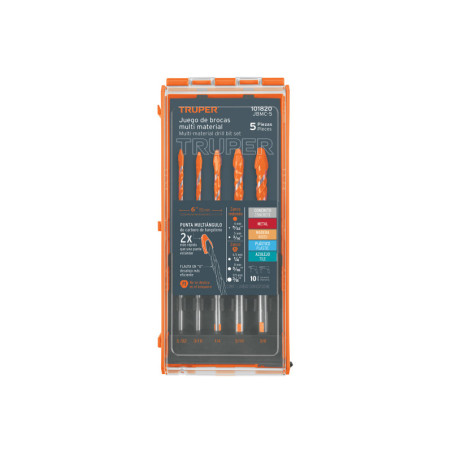JBMC-5 Juego de 5 brocas multimaterial, Truper