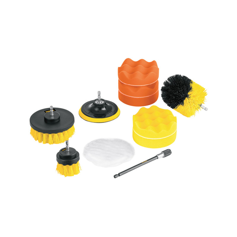 JCE-11P Juego 11 accesorios de limpieza y pulido p/taladro, Pretul