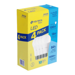 LED-125FBX4 Pack de 4 lámparas de LED A22 16 W luz de día, caja, Volteck