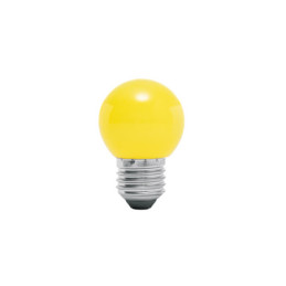 LED-1AM Lámpara LED tipo bulbo G45 1 W color amarillo, caja, Volteck