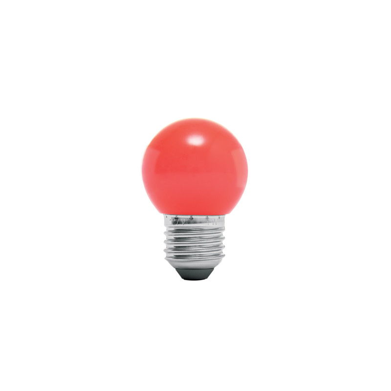 LED-1RO Lámpara LED tipo bulbo G45 1 W color rojo, caja, Volteck