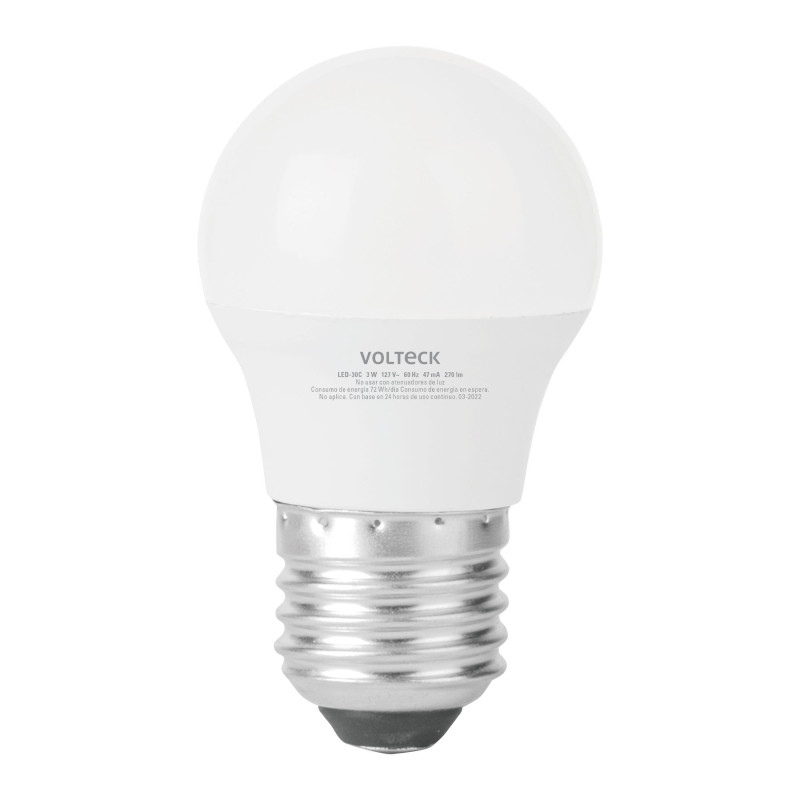 LED-30C Lámpara de LED, A19, 3 W, luz cálida, Volteck