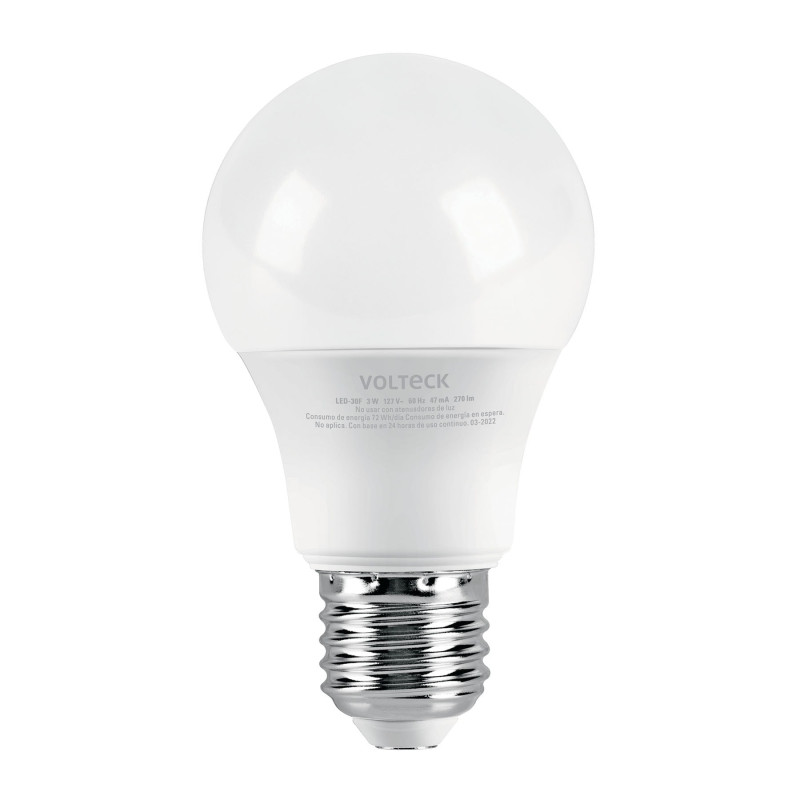 LED-30F Lámpara de LED, A19, 3 W, luz de día, Volteck