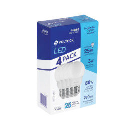 LED-30FX4 Pack de 4 lámparas de LED G45 3 W luz de día, caja, Volteck