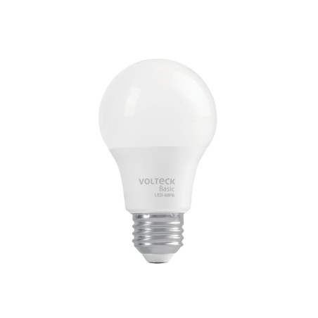 LED-60FB Lámpara LED tipo bulbo A19 8 W luz de día, caja, Volteck