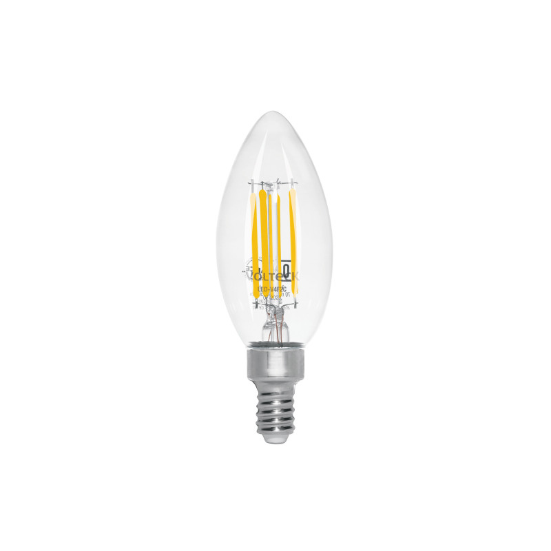 LED-V4F2C Lámpara LED tipo vela 4 W con filamento base E12 luz cálida