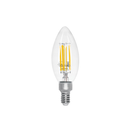 LED-V4F2C Lámpara LED tipo vela 4 W con filamento base E12 luz cálida