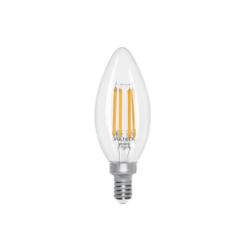 LED-V4F4C Lámpara LED tipo vela 4 W con filamento base E14 luz cálida