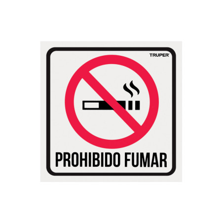LIN-02 Letrero de señalización 'NO FUMAR', 19 x 19 cm, Truper