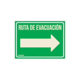 LIN-05 Letrero de señalización 'RUTA EVACUACIÓN DERECHA',21 x 28 cm