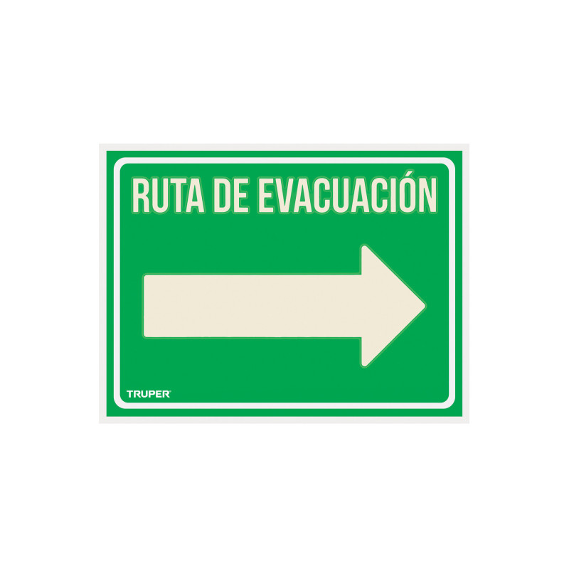 LIN-05 Letrero de señalización 'RUTA EVACUACIÓN DERECHA',21 x 28 cm