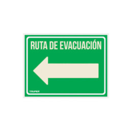 LIN-06 Letrero de señalización 'RUTA EVACUACIÓN IZQUIERDA',21x28 cm