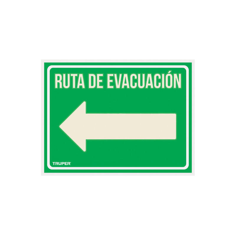 LIN-06 Letrero de señalización 'RUTA EVACUACIÓN IZQUIERDA',21x28 cm