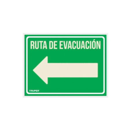 LIN-06 Letrero de señalización 'RUTA EVACUACIÓN IZQUIERDA',21x28 cm