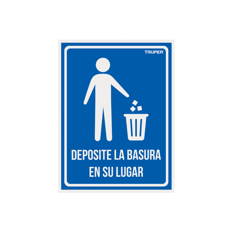 LIN-12 Letrero señalización'DEPOSITE LA BASURA EN SU LUGAR',21x28cm