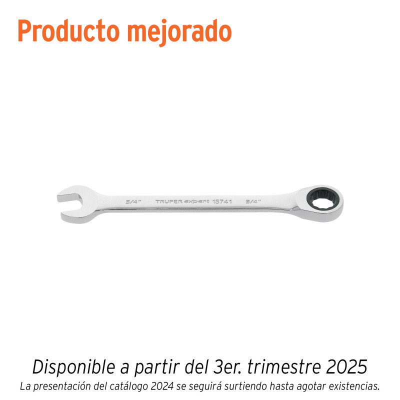 LL-2008MX Llave combinada con matraca 8 mm x 136 mm largo, Expert