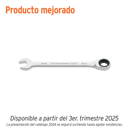 LL-2015MX Llave combinada con matraca 15 mm x 194 mm largo, Expert