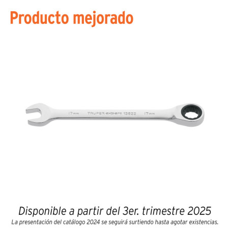 LL-2017MX Llave combinada con matraca 17 mm x 218 mm largo, Expert