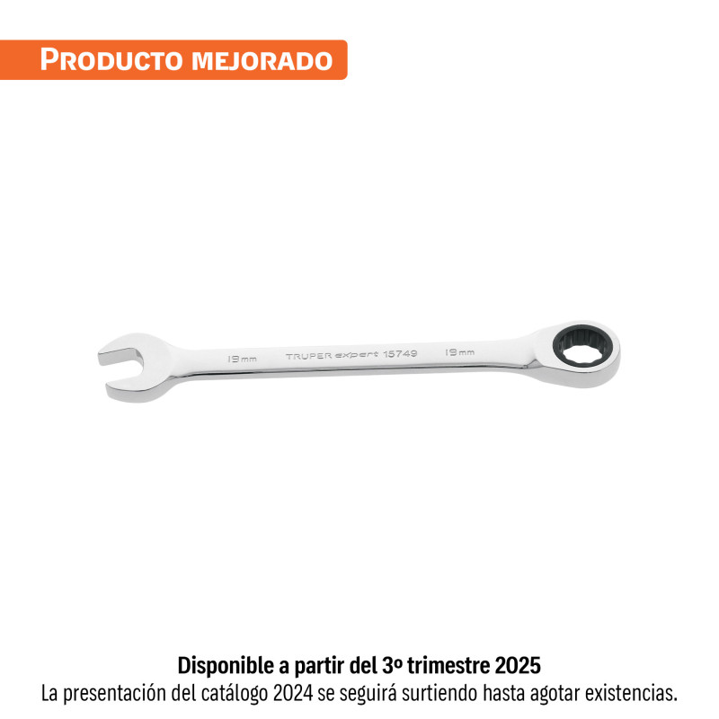 LL-2019MX Llave combinada con matraca 19 mm x 237 mm largo, Expert