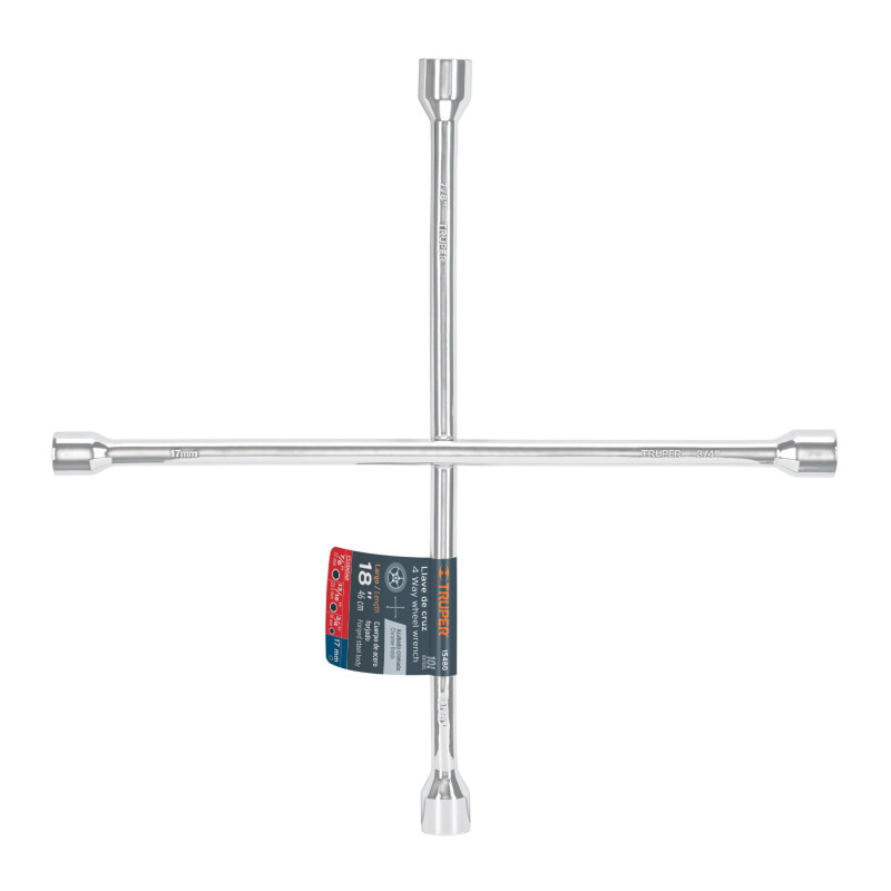 LLCR-18 Llave de cruz 18' pulida y cromada, Truper