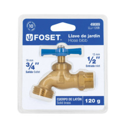LLJ-120B Llave de nariz para jardin, 1/2', blister, Foset