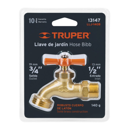 LLJ-140B Llave de nariz para jardín, 1/2' en blíster, Truper