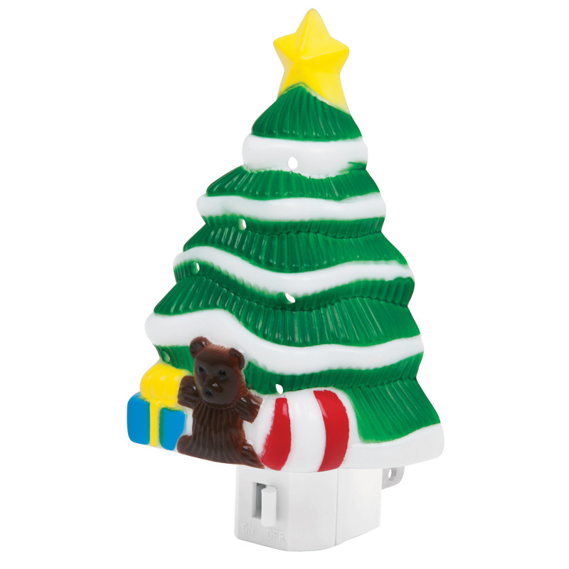 LUZ-08 Luz de noche con lámpara E12, pino de navidad, Volteck