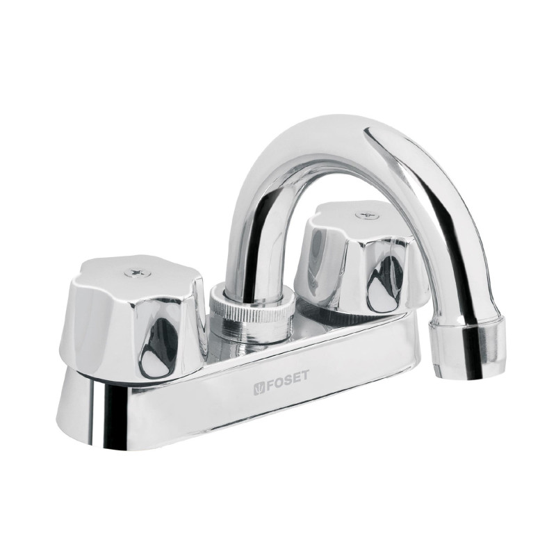 M-050-C Mezcladora 4' para lavabo, cuello curvo, cartucho compresión